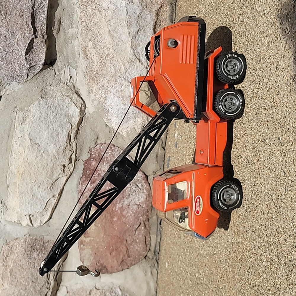 Vintage Tonka Orange Toy Crane Truck